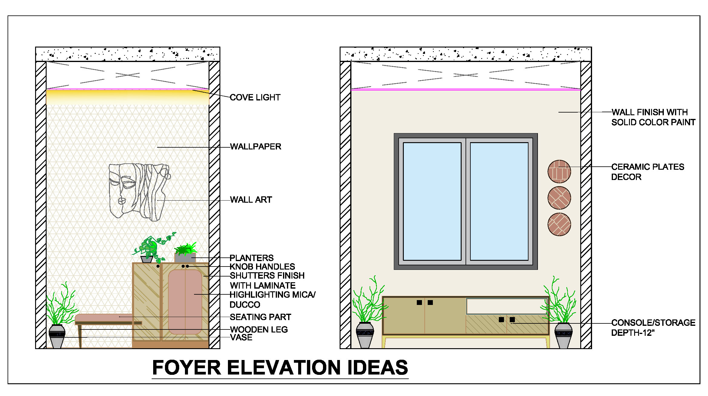 Entrance Foyer Design DWG with Shoe Rack Setup